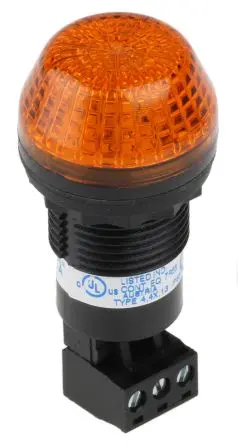 Produktfoto 1 von Allen Bradley 855P LED Dauer, Filament/Warnsummer Signalleuchte 24V ac/dc Gelb Panel, Ø 30 mm x 49 mm IP65