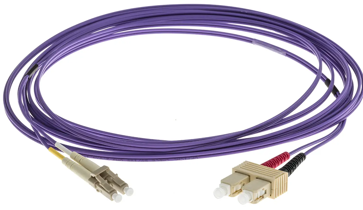 Produktfoto 1 von RS PRO LWL-Kabel 5 m, Raucharm halogenfrei Aqua, Violett 125 μm