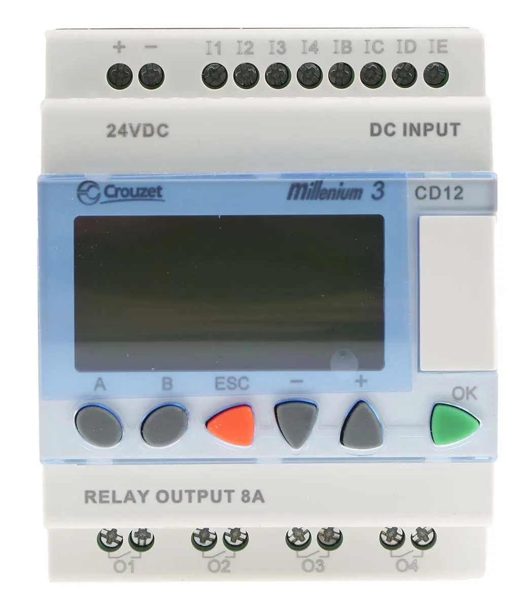 Produktfoto 1 von Crouzet Millenium 3 Logikmodul, 8 Eing. Relais Ausg.Typ Analog, Digital Eing.Typ 24 Vdc