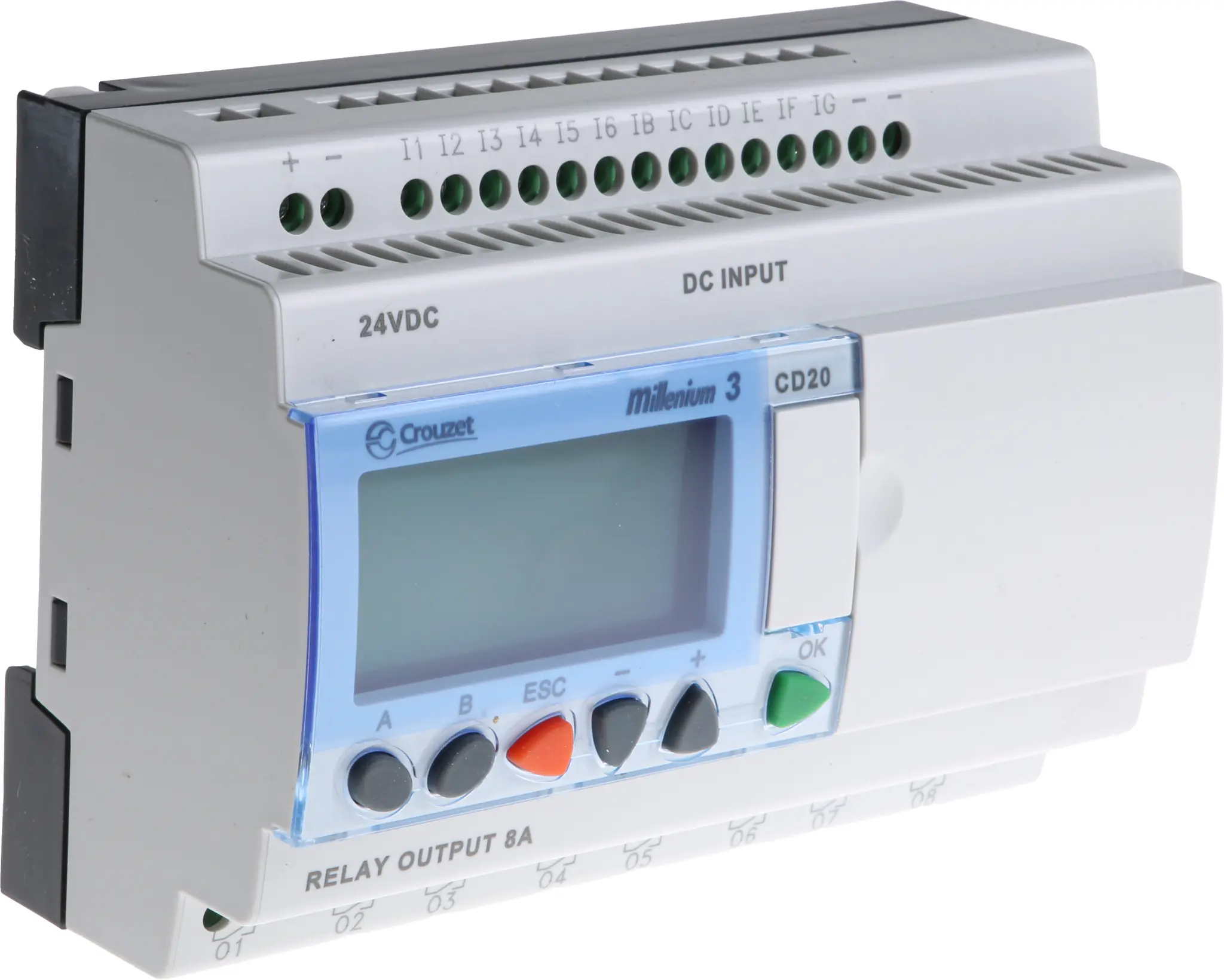 Produktfoto 1 von Crouzet Millenium 3 Logikmodul, 12 Eing. Relais Ausg.Typ Analog, Digital Eing.Typ 24 Vdc