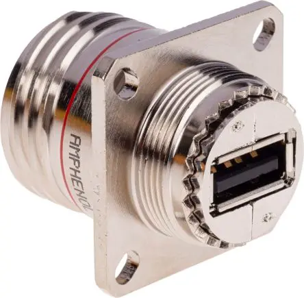 Produktfoto 1 von Amphenol Socapex, Gerade USBFTV USB-Steckverbinder Buchse USB Typ A 1, Panel USB 2.0 IP68
