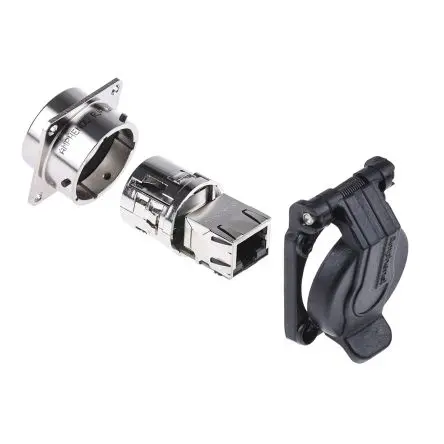 Amphenol Socapex RJF Buchse Cat5e RJ45-Steckverbinder, 1-Port 8-polig Abgeschirmt Frontplattenmontage Gerade