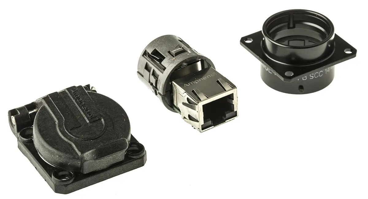 Amphenol Socapex RJF Buchse Cat5e RJ45-Steckverbinder, 1-Port 8-polig Abgeschirmt Frontplattenmontage Gerade