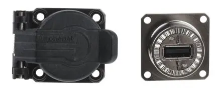 Produktfoto 1 von Amphenol Socapex, Gerade USB Access Point USB-Steckverbinder Buchse USB Typ A 1, Panel USB 2.0 IP54