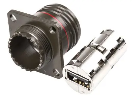 Produktfoto 1 von Amphenol Socapex, Gerade USBFTV USB-Steckverbinder Buchse USB Typ A 1, Panel USB 2.0 IP68