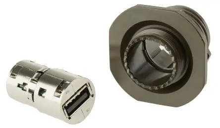 Produktfoto 1 von Amphenol Socapex, Gerade USBFTV USB-Steckverbinder Buchse USB Typ A 1 USB 2.0 IP68