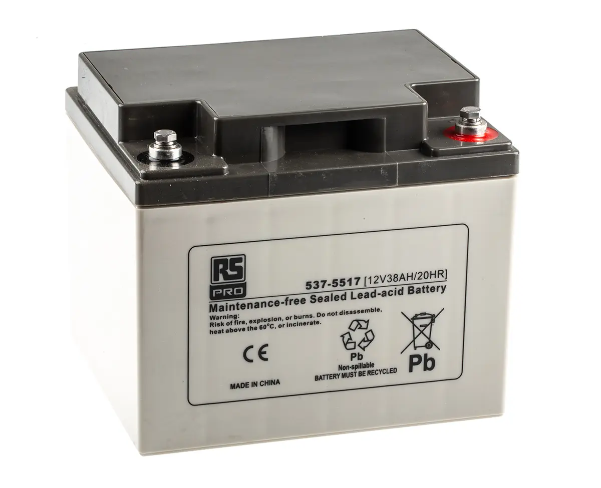 Produktfoto 1 von RS PRO RS PRO Abgedichteter Bleiakku, 12V / 38Ah, T6-Anschluss, 197 x 165 x 170mm