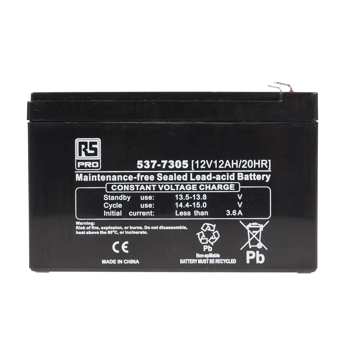 Produktfoto 1 von RS PRO RS PRO Abgedichteter Bleiakku, 12V / 12Ah, T1-Anschluss, 151 x 98 x 95mm