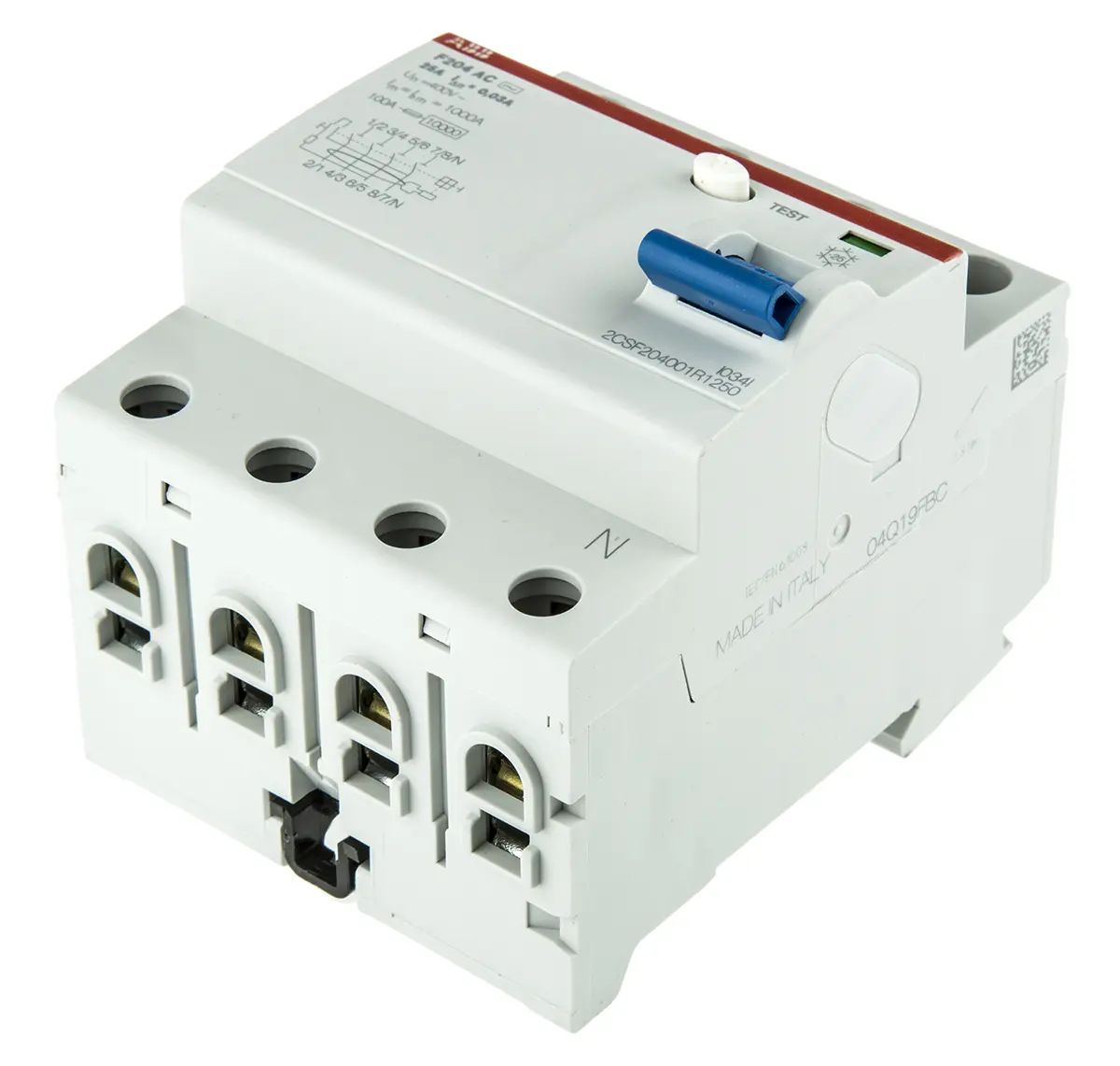 Produktfoto 1 von ABB F200 RCCB, 4-polig, 25A, 30mA Typ AC