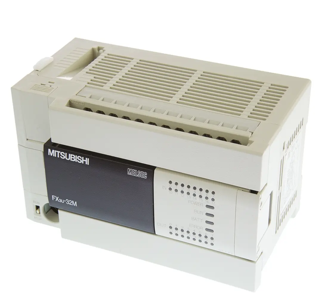 Produktfoto 1 von Mitsubishi FX3U Logikmodul, 16 Eing. Relais Ausg.Typ Senke, Quelle Eing.Typ 100 → 240 Vac