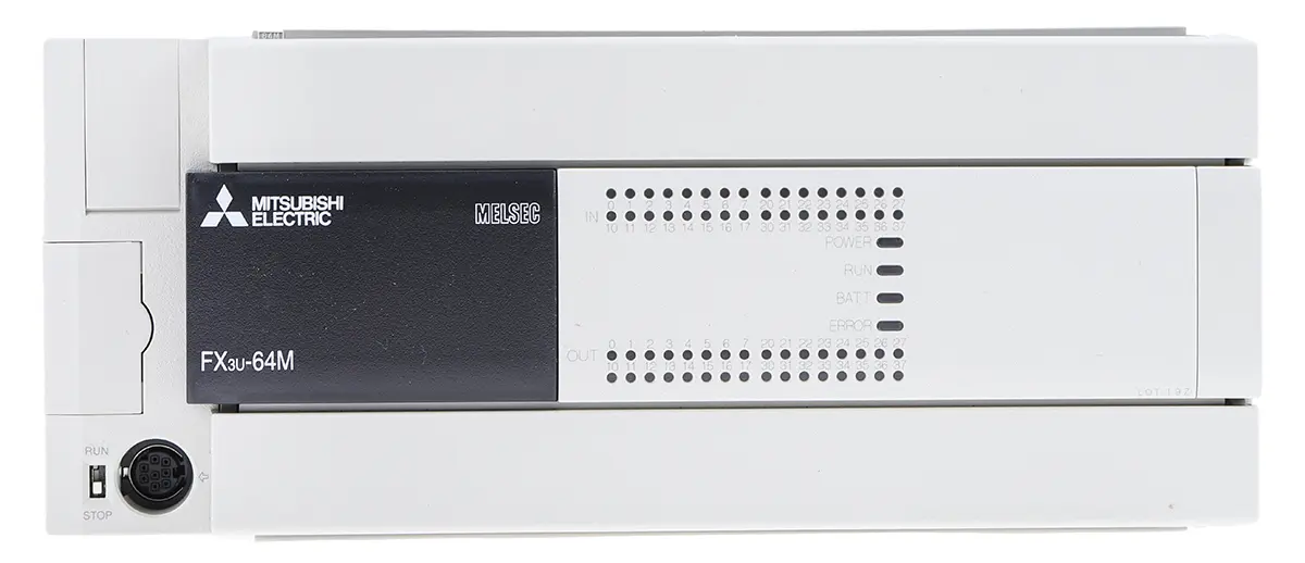 Produktfoto 1 von Mitsubishi FX3U Logikmodul, 32 Eing. Relais Ausg.Typ Senke, Quelle Eing.Typ 100 → 240 Vac