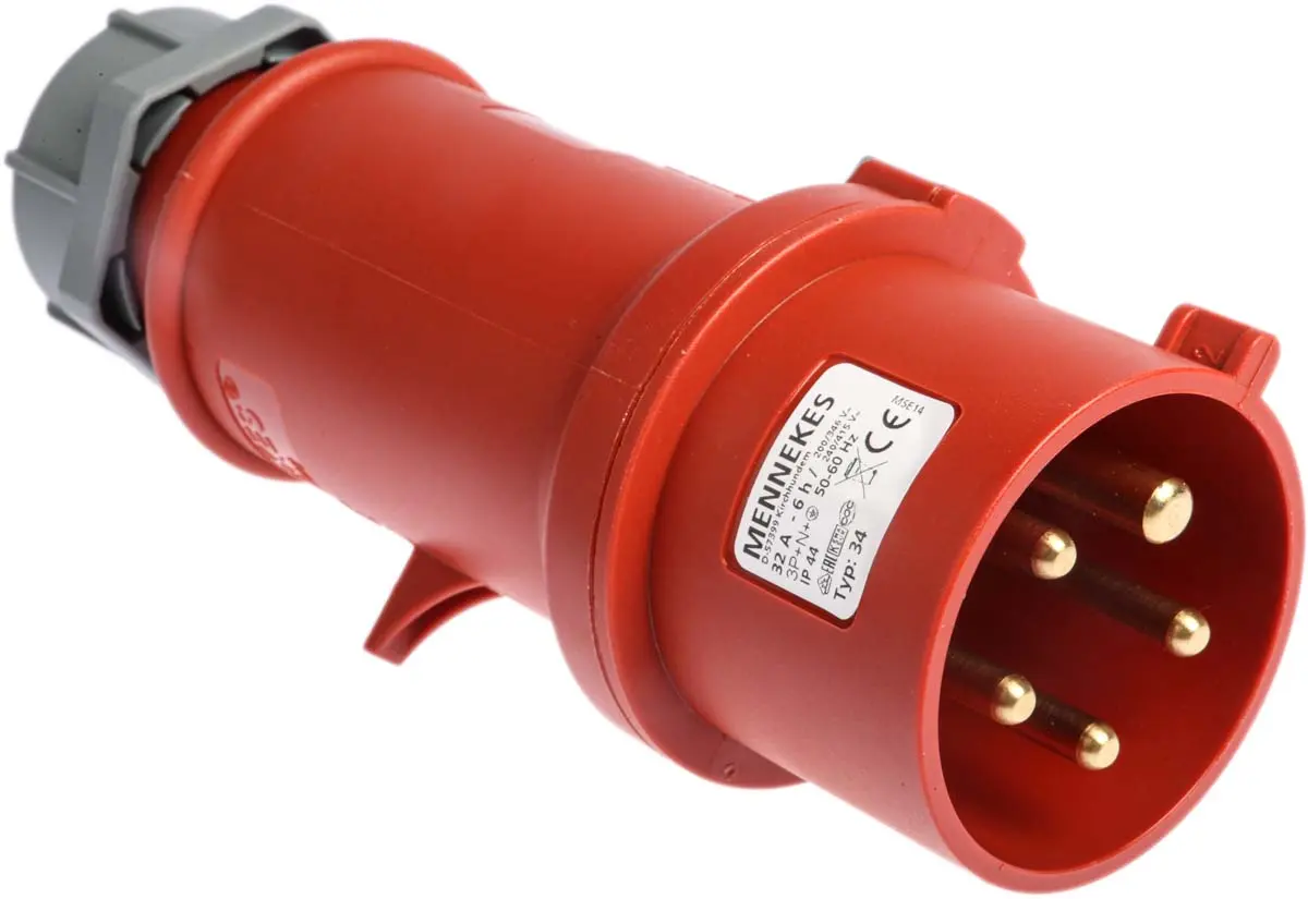Produktfoto 1 von MENNEKES StarTOP Leistungssteckverbinder Rot 3P+N+PE, 400V, Kabel Gerade IP44 32A Phasenwender