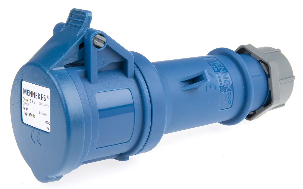 Produktfoto 1 von MENNEKES StarTOP Leistungssteckverbinder Blau, 230V 2P+PE / 16A, Kabel IP44