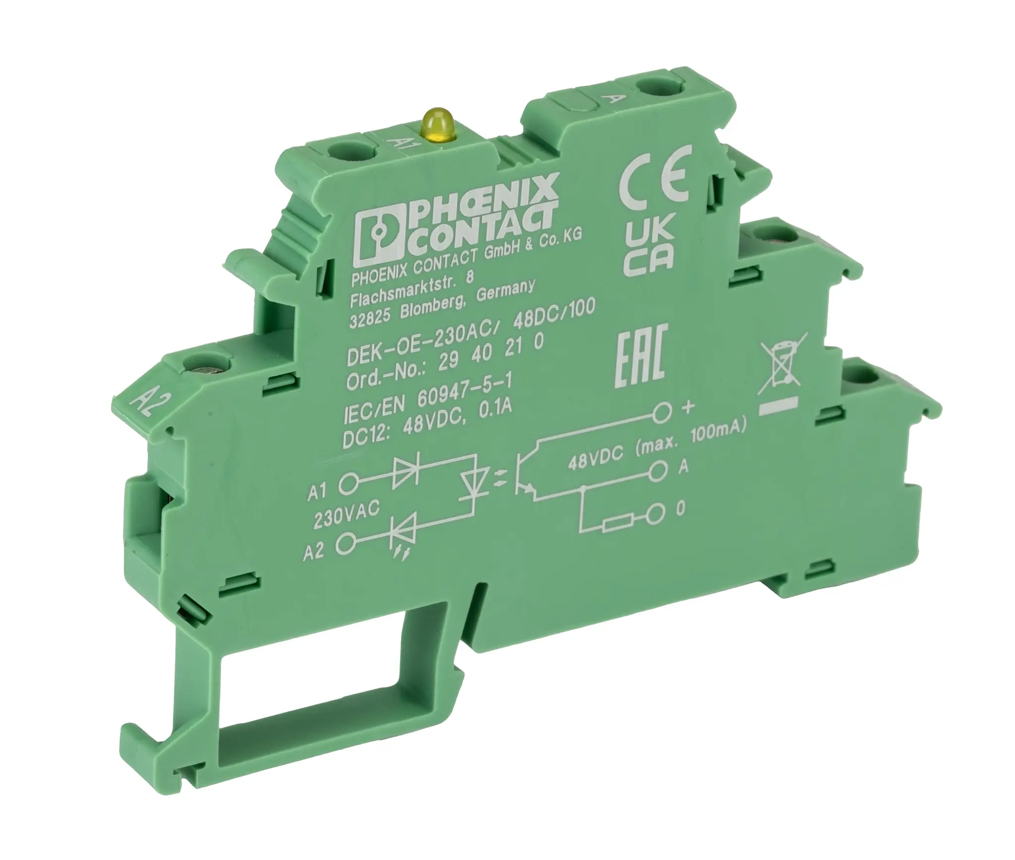 Produktfoto 1 von Phoenix Contact DEK-OE-230AC/48DC/100 DIN-Hutschiene Halbleiterausgang 300 V 300V