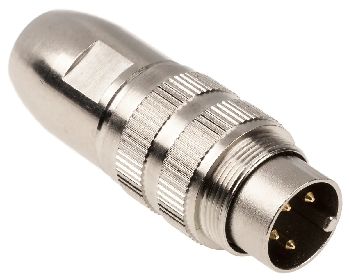 Produktfoto 1 von Lumberg 332 Standard DIN-Stecker Gerade 4-polig, DIN EN 60529, 250 V ac 5A IP68 Kabel, Schrauben Stecker