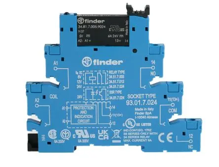 Produktfoto 1 von Finder 38 Interface Relais 6V dc, SPST DIN-Hutschiene 7mA