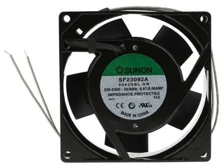 Produktfoto 1 von Sunon SF Axiallüfter, Kugel, 230V ac / 14.5 W 70 mA, 2350 U/min, 51 m³/h 92 mm 92mm 25 mm