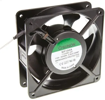 Produktfoto 1 von Sunon SP Axiallüfter, Kugel, 115V ac / 20 W 240 mA, 3150 U/min, 199 m³/h 120 mm 120mm 38 mm