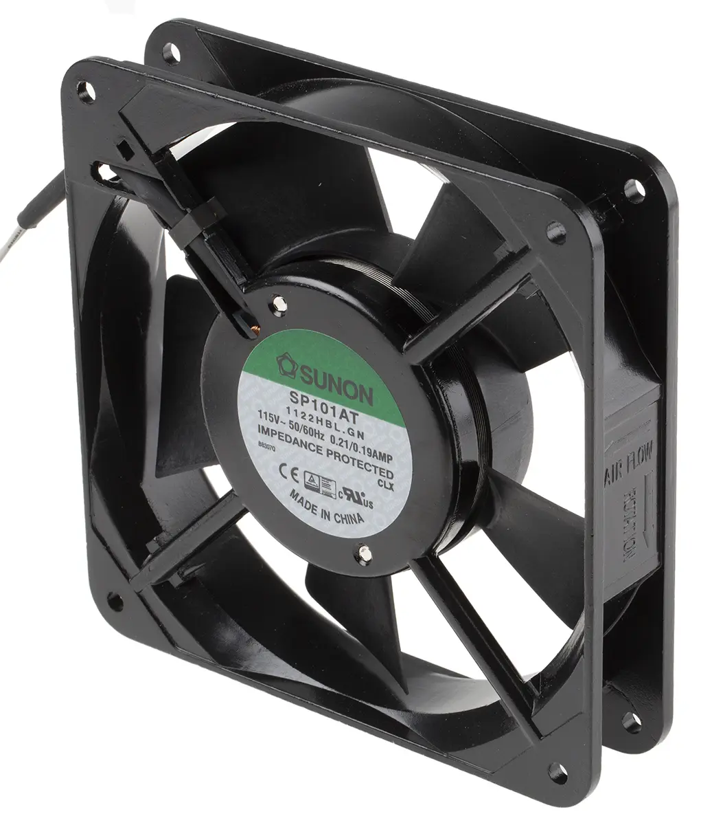 Produktfoto 1 von Sunon SP AC-Axiallüfter, Kugellager, 115 V ac / 18W, 120 x 120 x 25mm, 2500U/min, 136m³/h