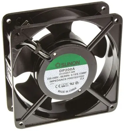 Produktfoto 1 von Sunon DP Axiallüfter, Hülse, 230V ac / 21 W 120 mA, 3100 U/min, 161.4 m³/h 120 mm 120mm 38 mm