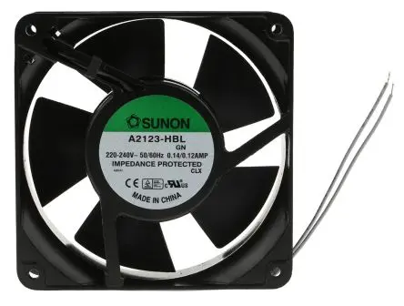 Produktfoto 1 von Sunon A2123 Axiallüfter, Kugel, 230V ac / 22 W 120 mA, 2750 U/min, 190.5 m³/h 120 mm 120mm 38 mm