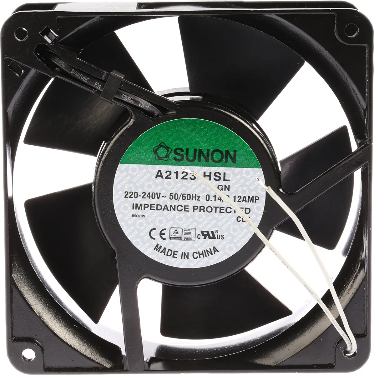 Produktfoto 1 von Sunon A2123 AC-Axiallüfter, Gleitlager, 230 V ac / 22W, 120 x 120 x 38mm, 2750U/min, 161.4m³/h