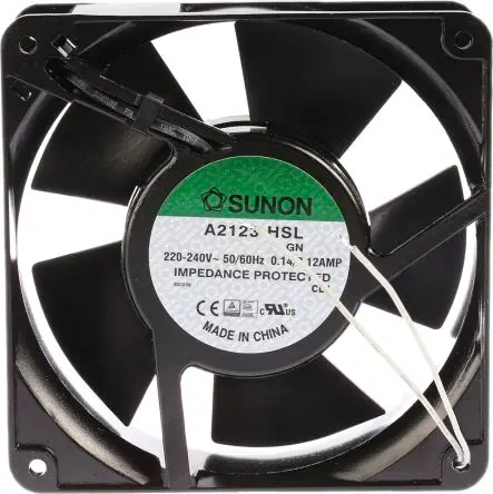 Produktfoto 1 von Sunon A2123 Axiallüfter, Hülse, 230V ac / 22 W 120 mA, 2750 U/min, 161.4 m³/h 120 mm 120mm 38 mm