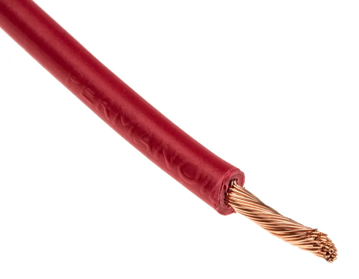 Produktfoto 1 von RS PRO H07V-K Einzeladerleitung 2.5mm², 13 AWG 100m Rot PVC isoliert Ø 4.1mm 50/0,25 mm Litzen 2491X