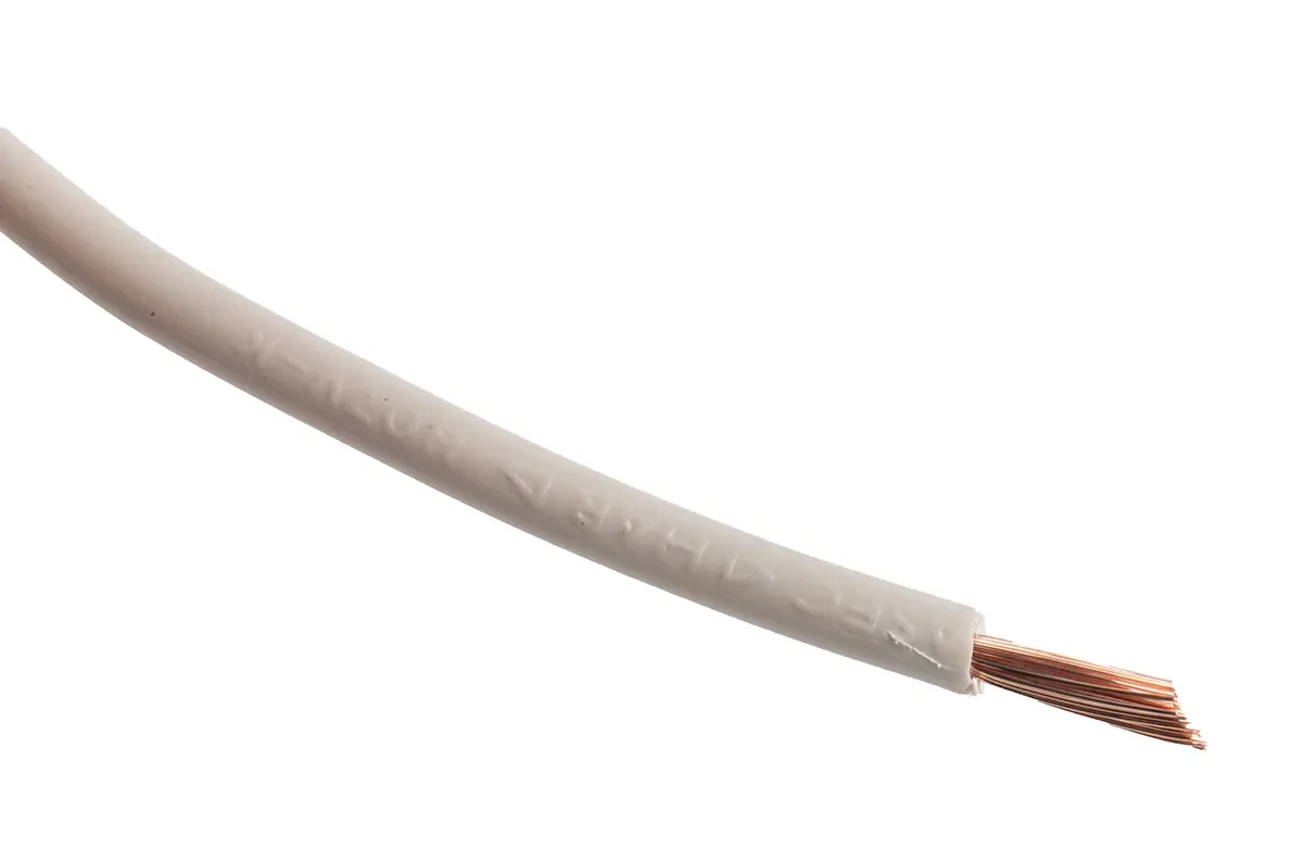 Produktfoto 1 von RS PRO H07V-K Einzeladerleitung 2.5mm², 13 AWG 100m Weiß PVC isoliert Ø 4.1mm 50/0,25 mm Litzen 2491X