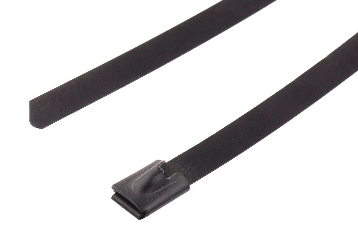 Produktfoto 1 von RS PRO Edelstahl mit Polyesterbeschichtung Kabelbinder Kugelverschluss Metallisch 7.9 mm x 200 mm