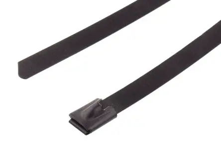 Produktfoto 1 von RS PRO Edelstahl mit Polyesterbeschichtung Kabelbinder Kugelverschluss Metallisch 7.9mm x 200 mm
