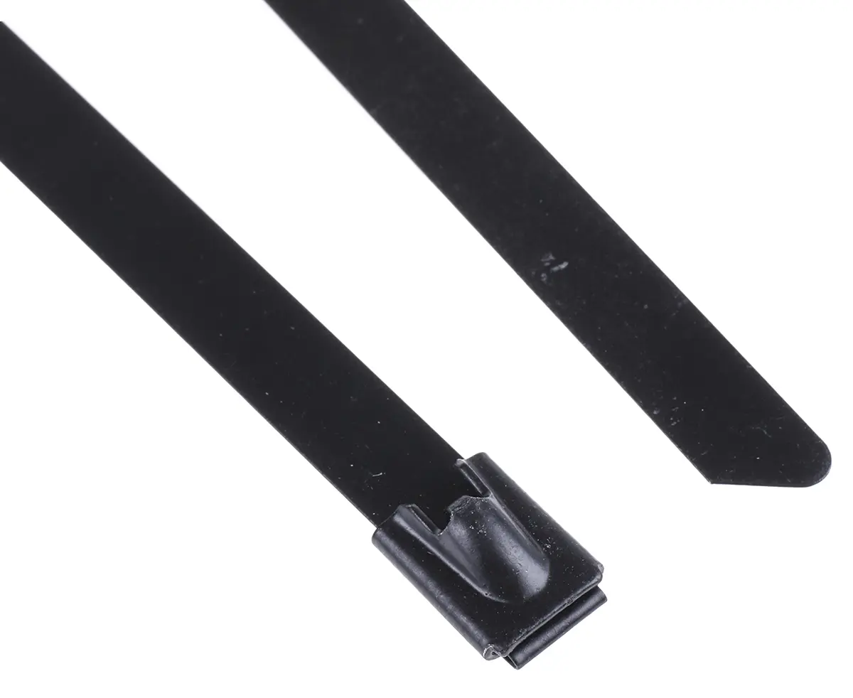 Produktfoto 1 von RS PRO Edelstahl mit Polyesterbeschichtung Kabelbinder Kugelverschluss Metallisch 7.9 mm x 360 mm