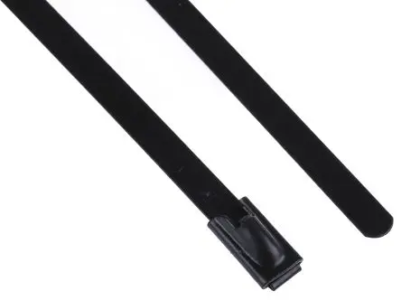 Produktfoto 1 von RS PRO Edelstahl mit Polyesterbeschichtung Kabelbinder Kugelverschluss Schwarz 4.6mm x 200 mm