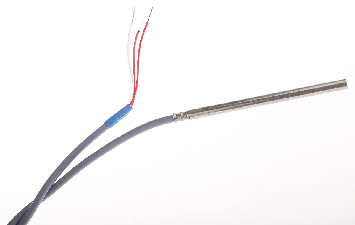 Produktfoto 1 von Jumo PT100 Sensorelement Widerstandsthermometer Ø 6mm x 100mm, -5°C → +80°C, 1m Leitung