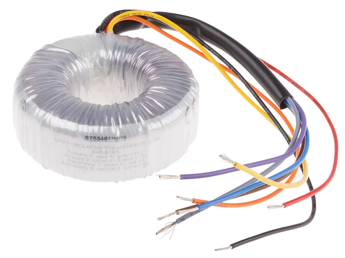 Produktfoto 1 von RS PRO Ringkerntransformator, Primär 115 V ac, 230 V ac / Sekundär 2 x 9V ac, 30VA 2 Ausg., 1.67A 500g 71 (Dia.) x 32mm