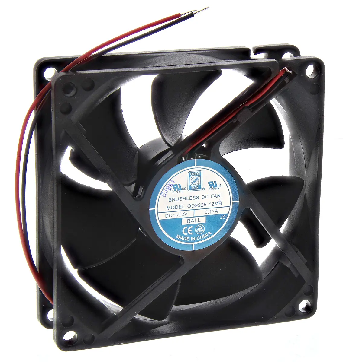Produktfoto 1 von RS PRO DC-Axiallüfter, Kugellager, 12 V dc / 2W, 92.5 x 92.5 x 25mm, 2400U/min, 74.8m³/h