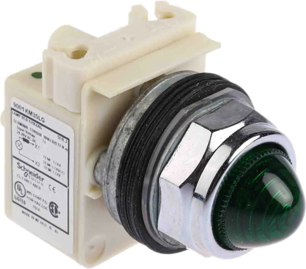 Produktfoto 1 von Schneider Electric Leuchtmelder Harmony 9001K, 24V ac/dc Grün, Ausschnitt-Ø 30mm LED IP 66 Schraub