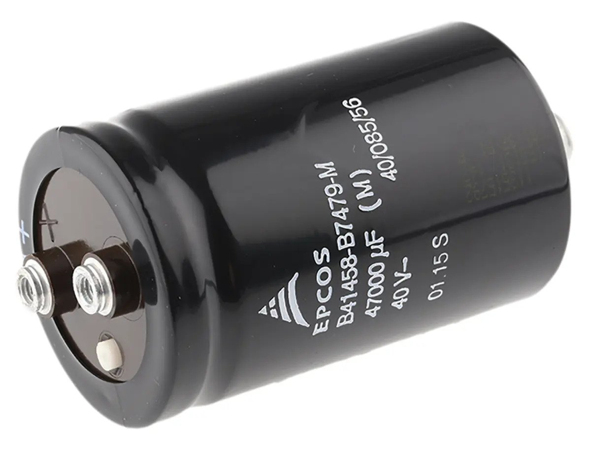 Produktfoto 1 von EPCOS B41458, Schraub Aluminium-Elektrolyt Kondensator 47000μF ±20% / 40V dc, Ø 51.6mm x 80.7mm, +85°C