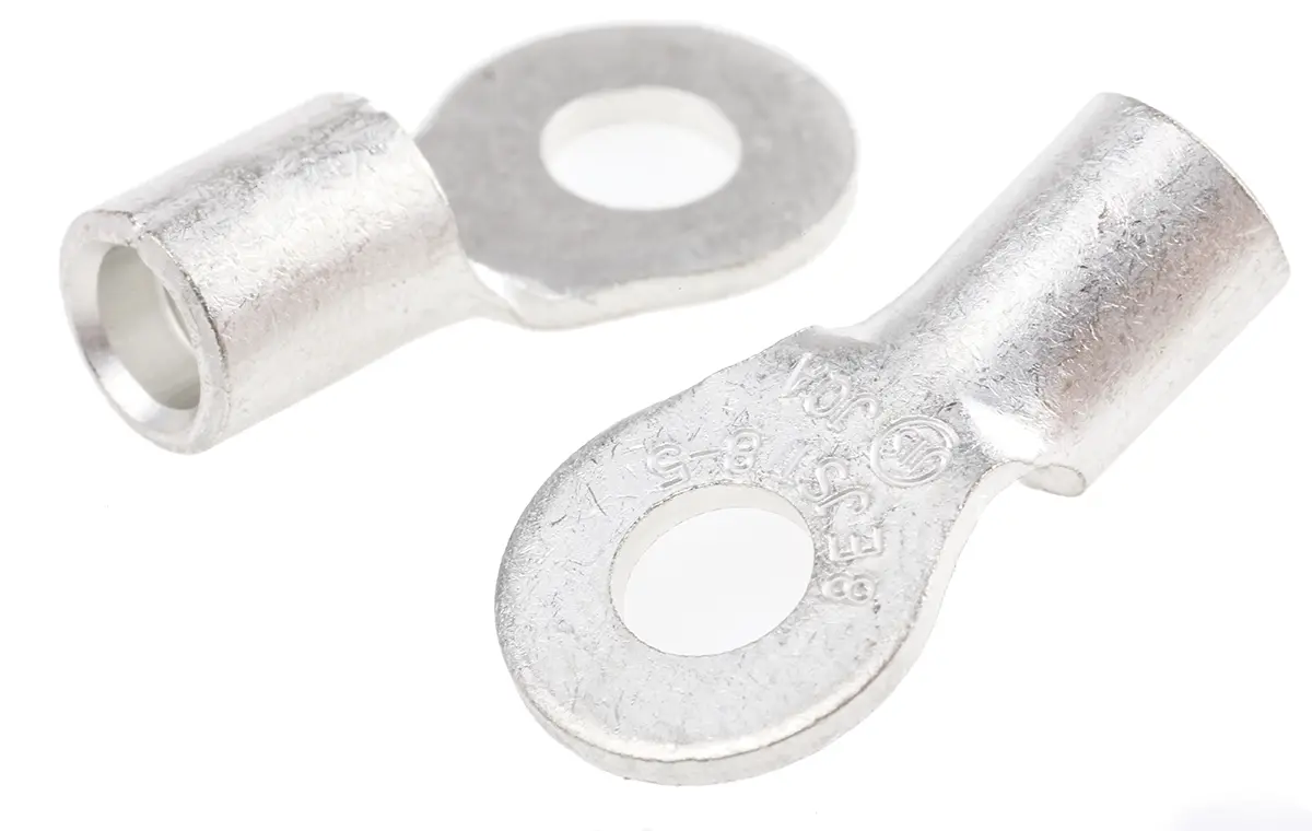 Produktfoto 1 von JST R8 Ringkabelschuh, Unisoliert 8 AWG, Grau, 8 AWG max.AWG, aussen ø 12 mm, innen ø 5.3 mm, 5 mm