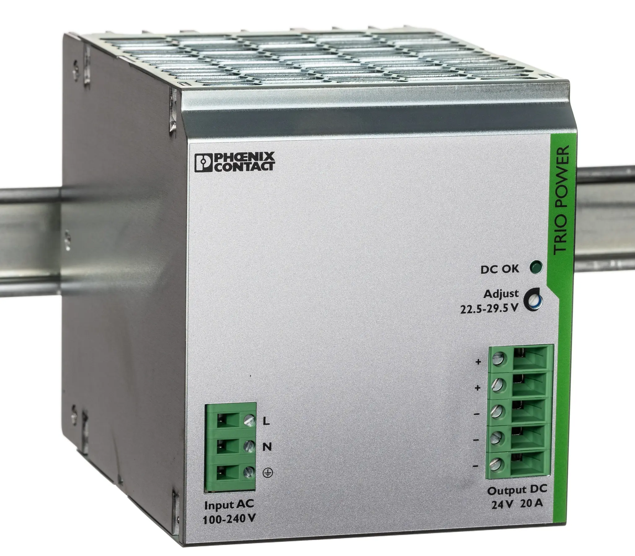 Produktfoto 1 von Phoenix Contact TRIO-PS/1AC/24DC/20 Netzteil Getaktet 24V dc / 20A 480W 85 → 264V ac