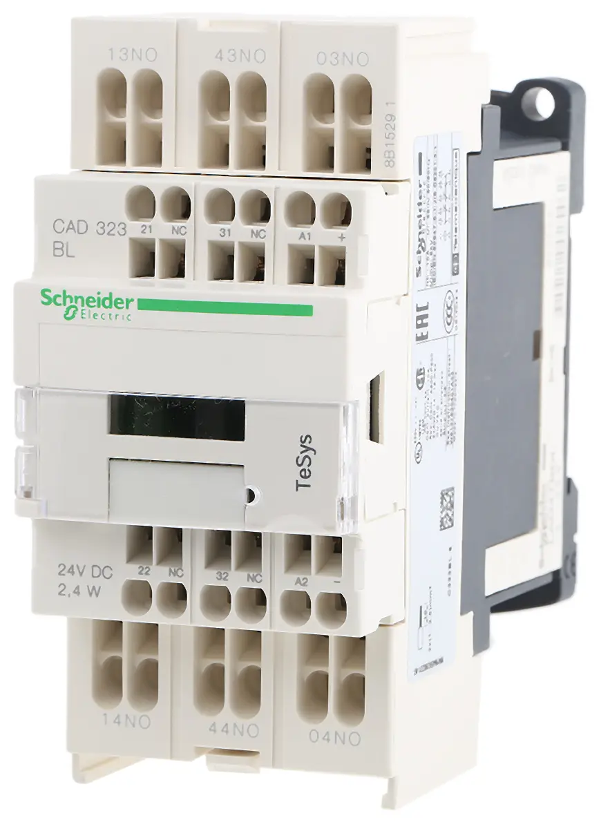 Produktfoto 1 von Schneider Electric CAD Schütz 24 V dc-Spule, 5-polig, 690V ac / 10 A 24 V dc 3 Schließer/2 Öffner Steuerrelais