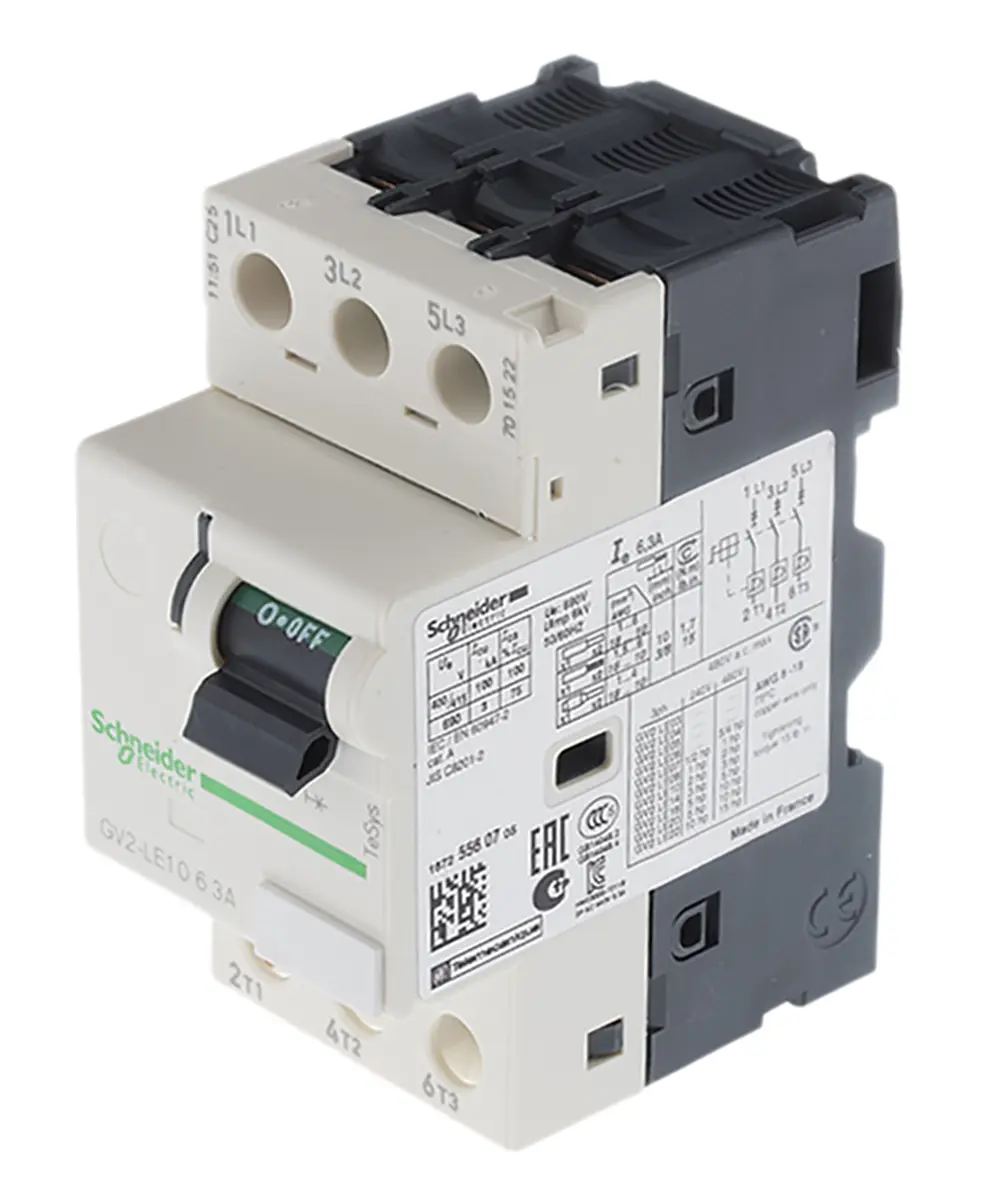 Produktfoto 1 von Schneider Electric TeSys GV2L Motorschutzschalter, 6,3 A 89mm x 44.5mm