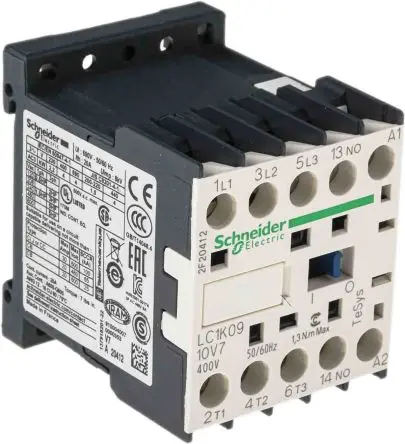 Produktfoto 1 von Schneider Electric TeSyS K Schütz 400V ac-Spule, 3-polig, 690V ac / 9 A 400V ac 4 kW 3 Schließer Motorsteuerung,