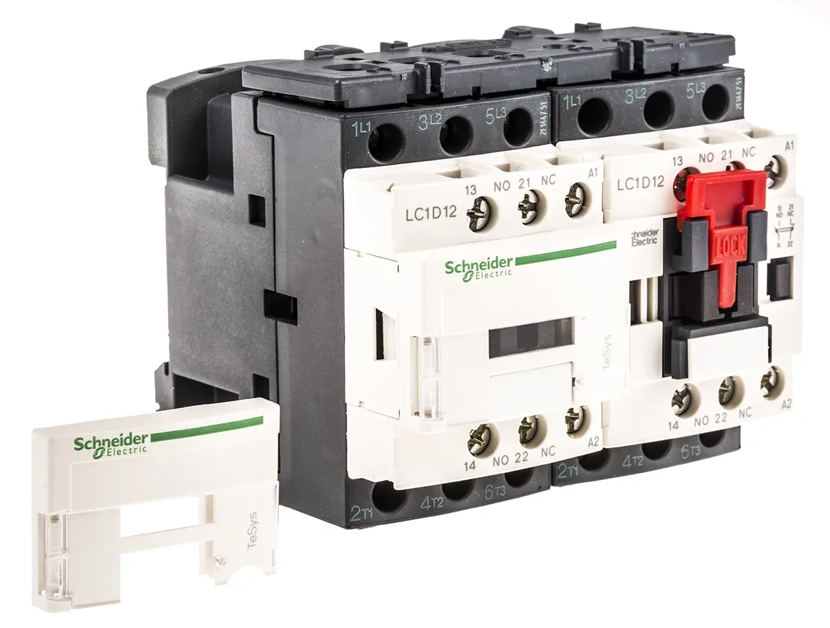 Produktfoto 1 von Schneider Electric TeSys D LC2D Leistungsschütz 110 V ac-Spule, 3 -polig , 690 V ac / 12 A 5,5 kW 3 Schließer Umkehrend