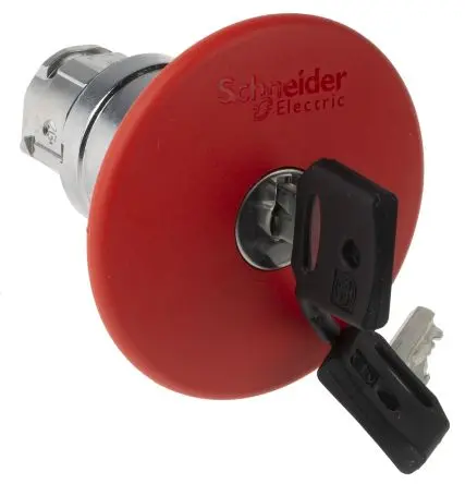 Produktfoto 1 von Schneider Electric Harmony Not-Aus-Schalter, 22 mm, Schlüsselentriegelung, Pilzkopf, Kunststoff