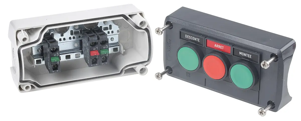 Produktfoto 1 von Schneider Electric Federrückstellung Harmony XALD Drucktaster-Steuerstation Grün, Rot Polycarbonat, IP69K, IP66, IP67
