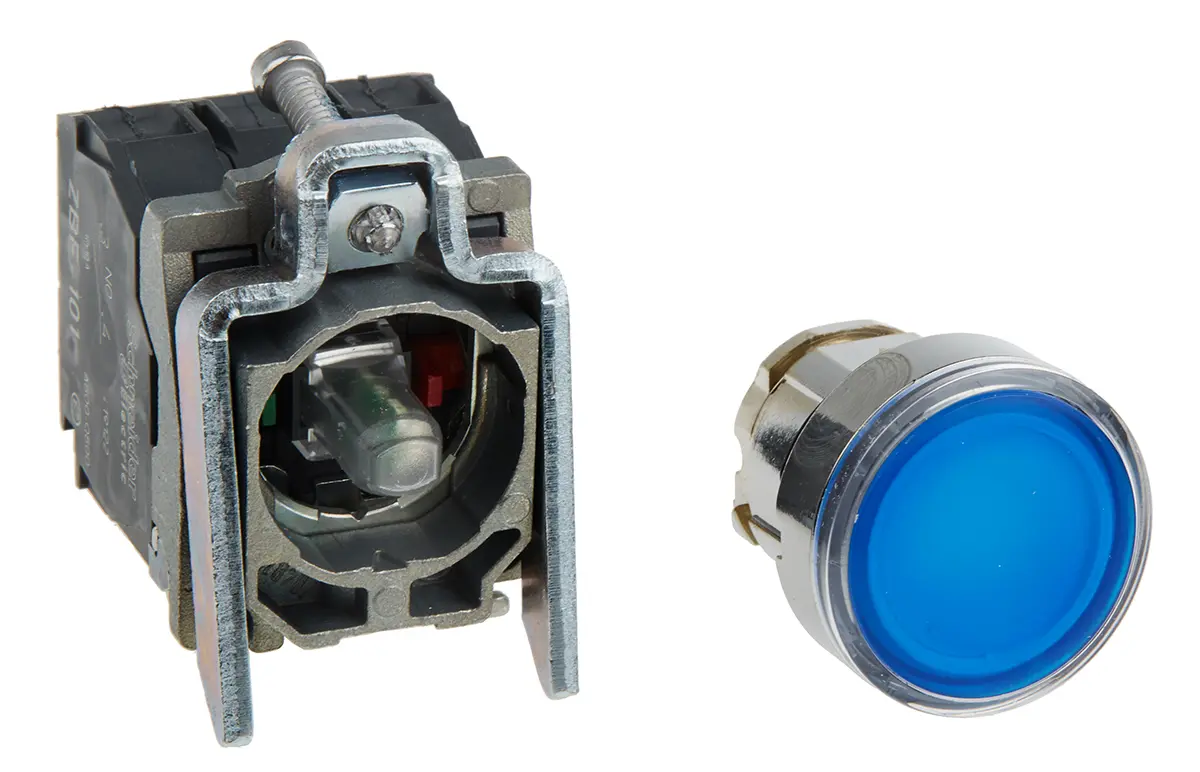 Produktfoto 1 von Schneider Electric Harmony XB4 Druckschalter Blau Beleuchtet Federrückstellung Panel Ø 22 mm, 1-poliger Umschalter / 12