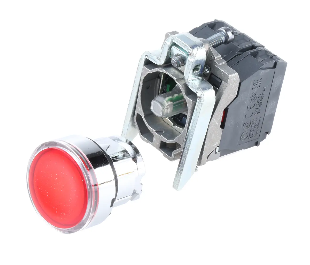 Produktfoto 1 von Schneider Electric Harmony XB4 Druckschalter Rot Beleuchtet Federrückstellung Ø 22 mm, 1-poliger Umschalter / 10 A 120 V
