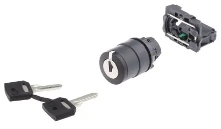 Produktfoto 1 von Schneider Electric Harmony Wahlschalter 2-Stufen Schlüssel, Rastung 22 mm IP66, IP69, IP69K, 1 Schließer Wurfwinkel 90 °