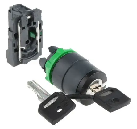 Produktfoto 1 von Schneider Electric Harmony Drehschalter Wahlschalter 2-Stufen Schlüssel, Federrückstellung IP67, IP66, IP69, 1 Schließer